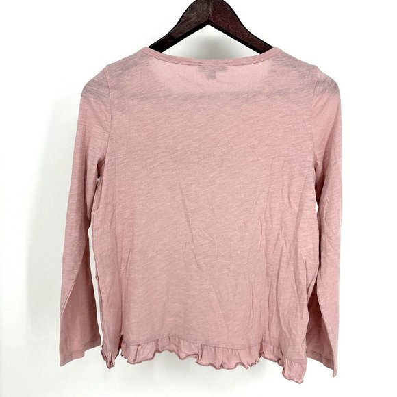 J Crew XS Pink Ruffled‎ Vintage Cotton Long Sleeve T-Shirt Tee NWT $39 - Picture 8 of 8